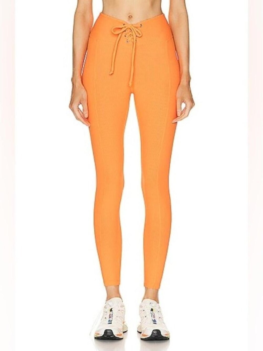 Year of Ours Orange Ribbed Lace Up Football Leggings
